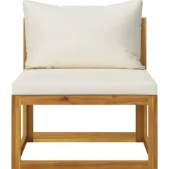 Loungesets-vidaXL - Loungeset - Crème - Acaciahout - 7 stuks - Met kussens