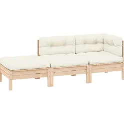 Loungebanken-vidaXL - Loungeset - Crème - Grenenhout
