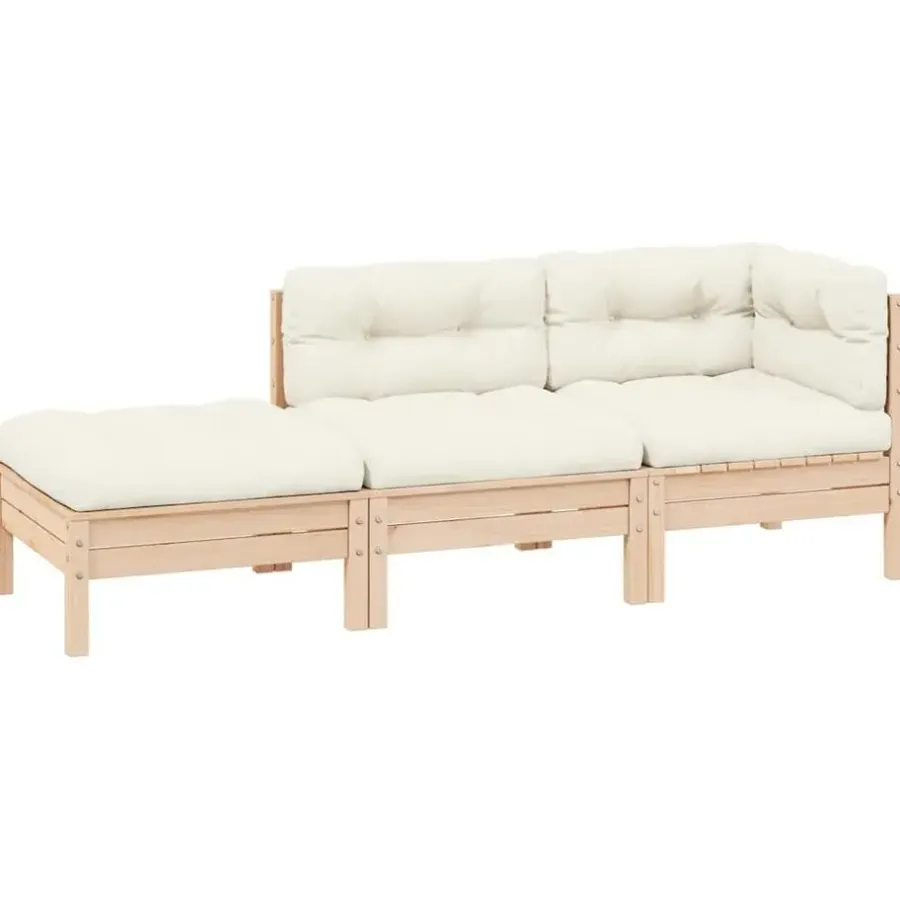 Loungebanken-vidaXL - Loungeset - Crème - Grenenhout