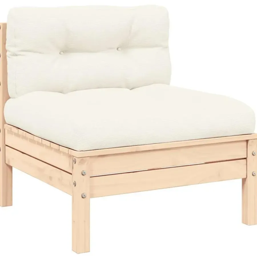 vidaXL - Loungeset - Crème - Grenenhout - 3 stuks - Met kussens