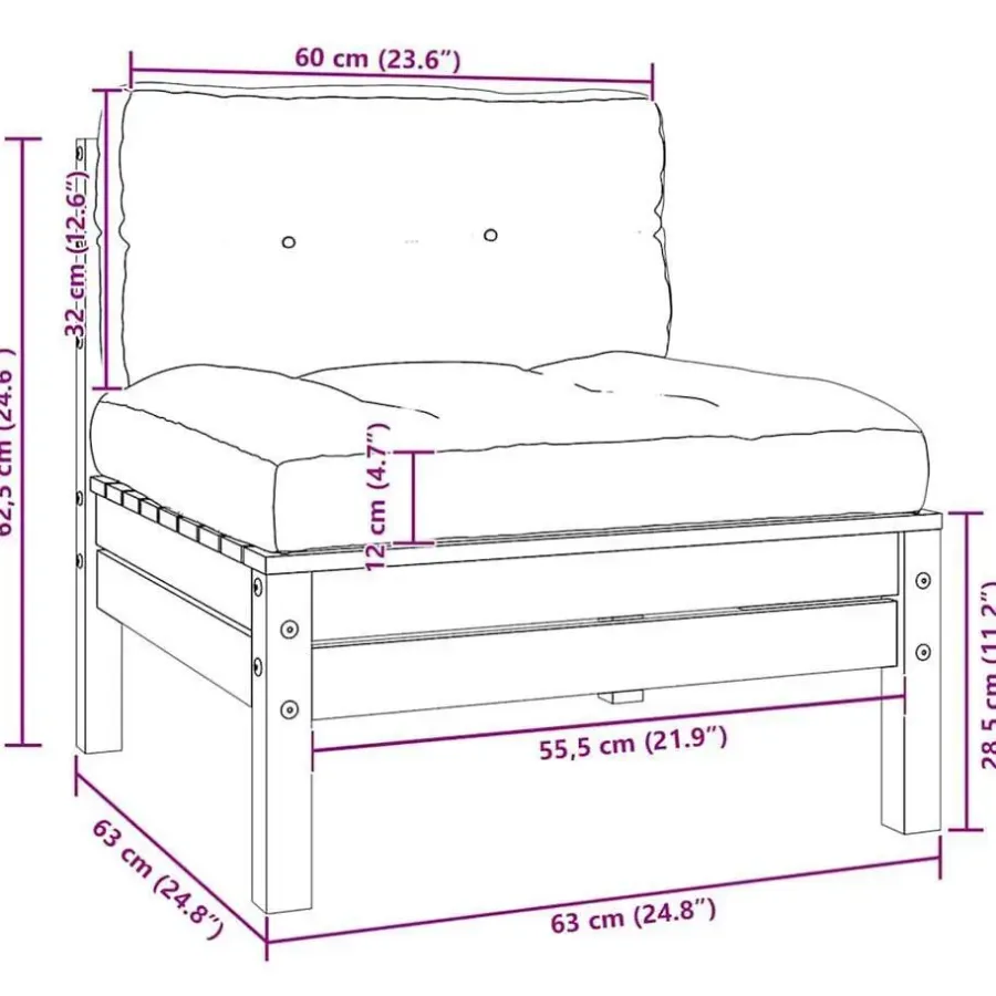 vidaXL - Loungeset - Crème - Grenenhout - 3 stuks - Met kussens