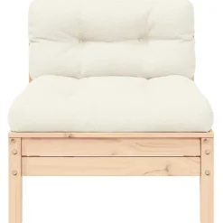 vidaXL - Loungeset - Crème - Grenenhout - 3 stuks - Met kussens