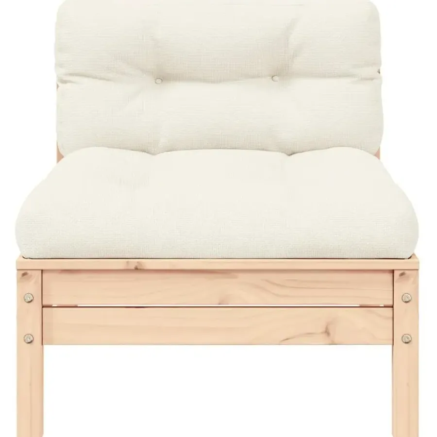 vidaXL - Loungeset - Crème - Grenenhout - 3 stuks - Met kussens