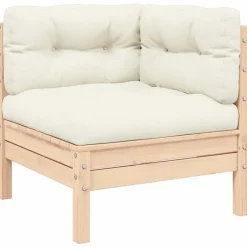 vidaXL - Loungeset - Crème - Grenenhout - 3 stuks - Met kussens
