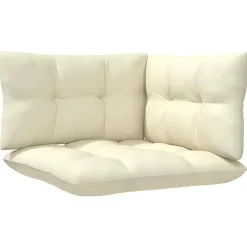 vidaXL - Loungeset - Crème - Grenenhout - 3 stuks - Met kussens