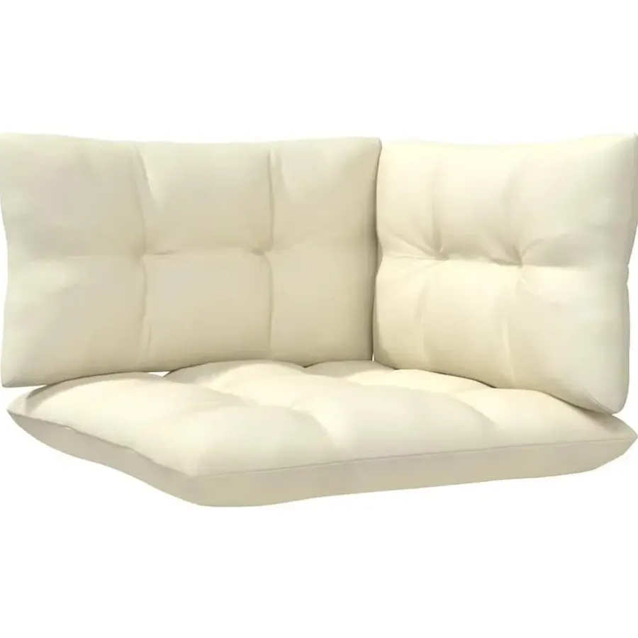 vidaXL - Loungeset - Crème - Grenenhout - 3 stuks - Met kussens