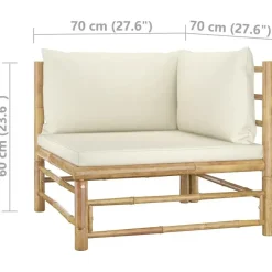 Loungesets-vidaXL - Loungeset - Crèmewitte - Bamboe - 5 stuks - Met kussens