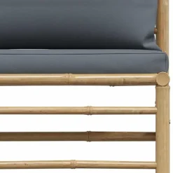 vidaXL - Loungeset - Donkergrijze - Bamboe - 3 stuks - Met kussens