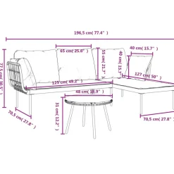 vidaXL - Loungeset - Donkergrijs - Poly rattan - 3 stuks - Met kussens
