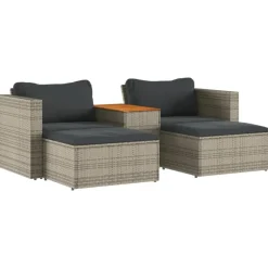 Loungesets|Loungesets-vidaXL - Loungeset - Grijs - Poly rattan