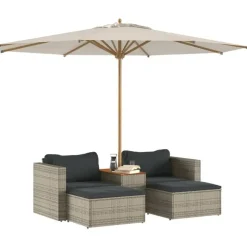 Loungesets|Loungesets-vidaXL - Loungeset - Grijs - Poly rattan