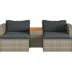 Loungesets|Loungesets-vidaXL - Loungeset - Grijs - Poly rattan