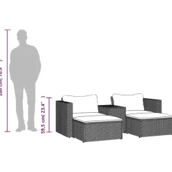 Loungesets|Loungesets-vidaXL - Loungeset - Grijs - Poly rattan