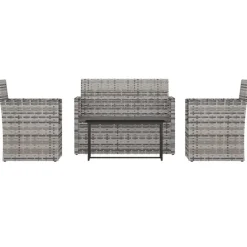 Loungesets-vidaXL - Loungeset - Grijs - Poly rattan