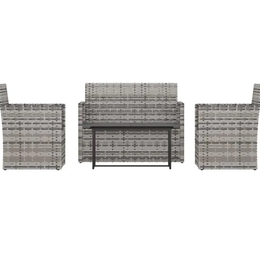 Loungesets-vidaXL - Loungeset - Grijs - Poly rattan