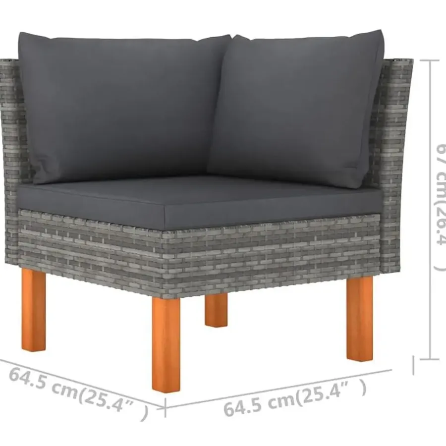 vidaXL - Loungeset - Grijs - Poly rattan - 5 stuks - Met kussens