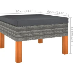 vidaXL - Loungeset - Grijs - Poly rattan - 5 stuks - Met kussens