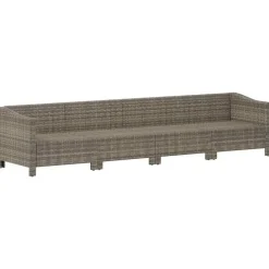 Loungebanken-vidaXL - Loungeset - Grijs - Poly rattan - 4 stuks - Met kussens
