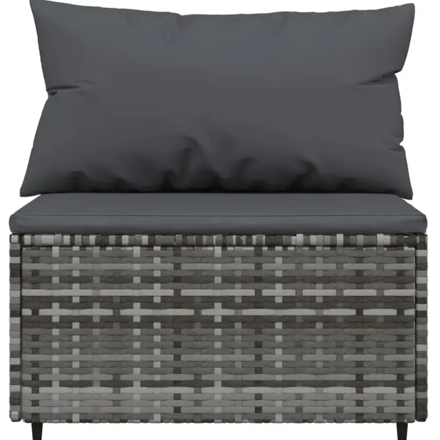 vidaXL - Loungeset - Grijs - Poly rattan - 3 stuks - Met kussens