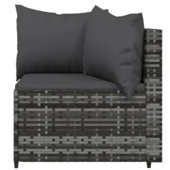 vidaXL - Loungeset - Grijs - Poly rattan - 3 stuks - Met kussens