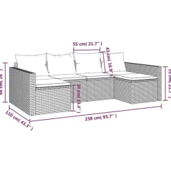 Loungesets-vidaXL - Loungeset - Grijs - Poly rattan - 2 stuks -Met kussens