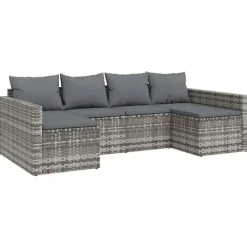 Loungesets-vidaXL - Loungeset - Grijs - Poly rattan - 2 stuks -Met kussens