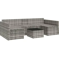 Loungesets-vidaXL - Loungeset - Grijs - Poly rattan - 2 stuks -Met kussens