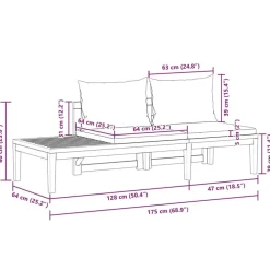 vidaXL - Loungeset - Grijs - Acaciahout - 2 stuks - Met kussens
