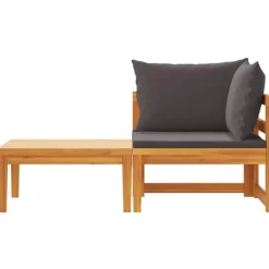 vidaXL - Loungeset - Grijs - Acaciahout - 2 stuks - Met kussens