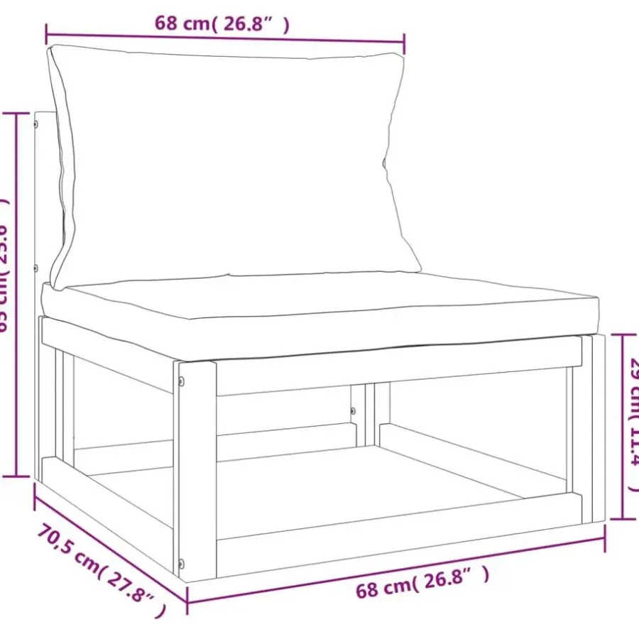vidaXL - Loungeset - Lichtgrijze - Acaciahout - 9 stuks - Met kussens
