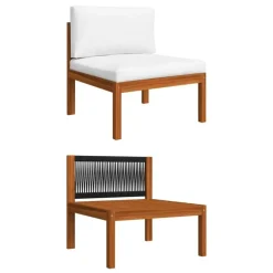 vidaXL - Loungeset - Wit - Acaciahout - 5 stuks- Met kussens