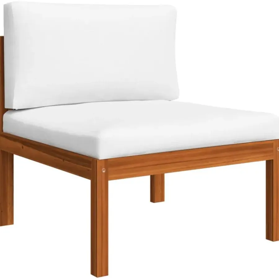 vidaXL - Loungeset - Wit - Acaciahout - 5 stuks- Met kussens