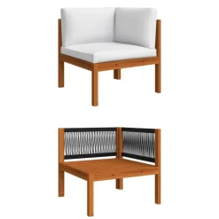 vidaXL - Loungeset - Wit - Acaciahout - 5 stuks- Met kussens