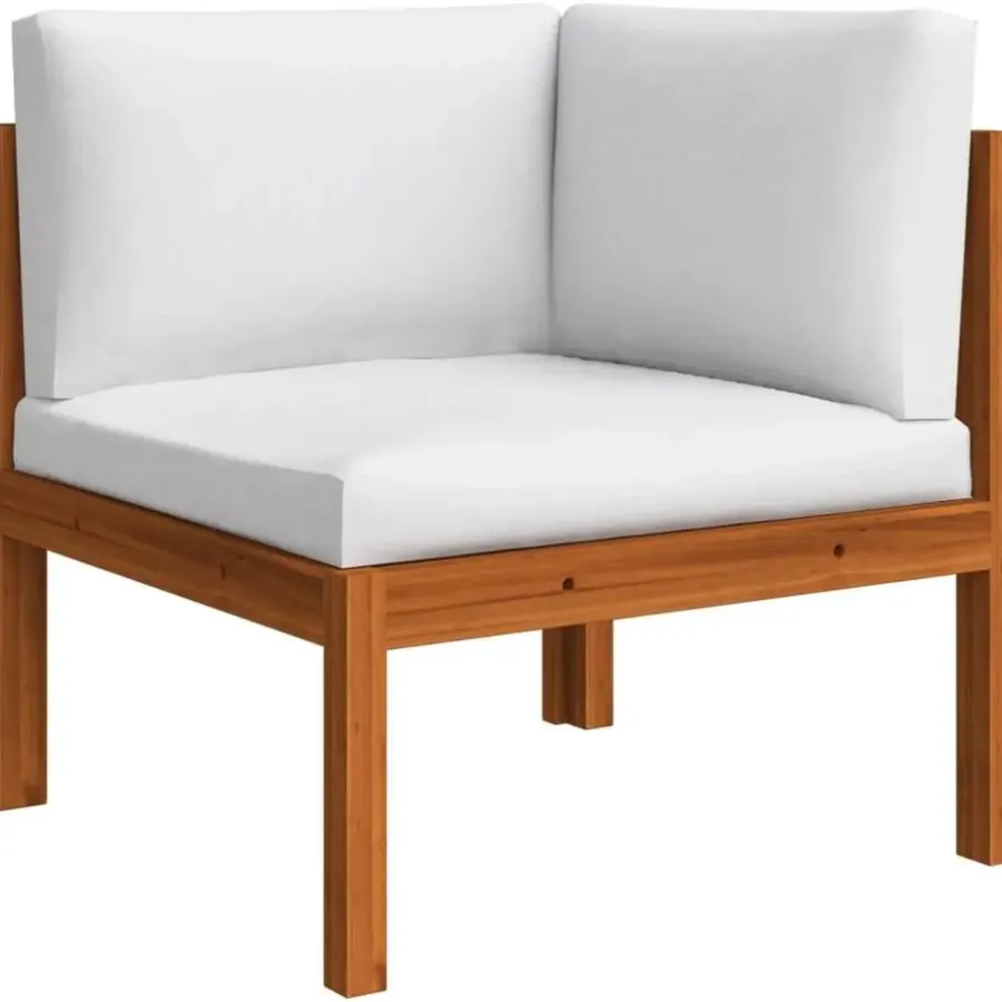 vidaXL - Loungeset - Wit - Acaciahout - 5 stuks- Met kussens