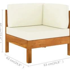 Loungesets-vidaXL - Loungeset - Wit - Acaciahout - 6 stuks - Met kussens - 100x60 cm