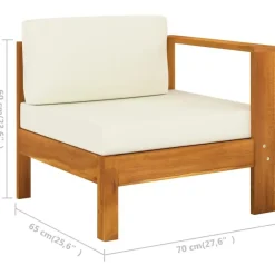 Loungesets-vidaXL - Loungeset - Wit - Acaciahout - 6 stuks - Met kussens - 100x60 cm