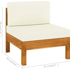Loungesets-vidaXL - Loungeset - Wit - Acaciahout - 6 stuks - Met kussens - 100x60 cm