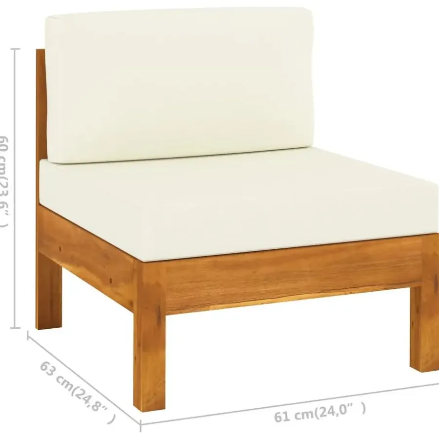Loungesets-vidaXL - Loungeset - Wit - Acaciahout - 6 stuks - Met kussens - 100x60 cm