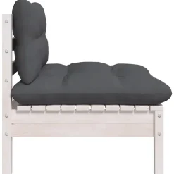 vidaXL - Loungeset - Wit - Grenenhout - 3 stuks - Met kussens