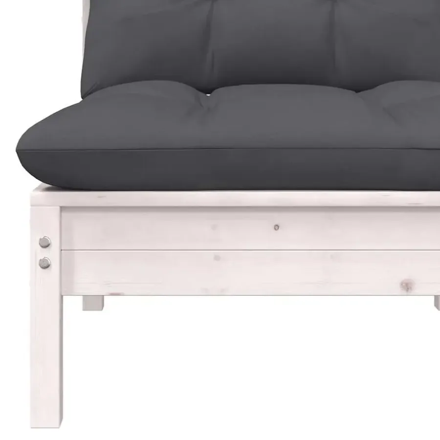 vidaXL - Loungeset - Wit - Grenenhout - 3 stuks - Met kussens