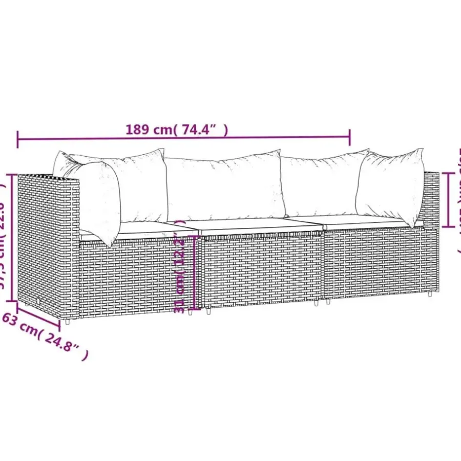vidaXL - Loungeset - Zwart - Poly rattan