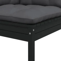 Loungesets-vidaXL - Loungeset - Zwart - Grenenhout - 3 stuks - Met kussens