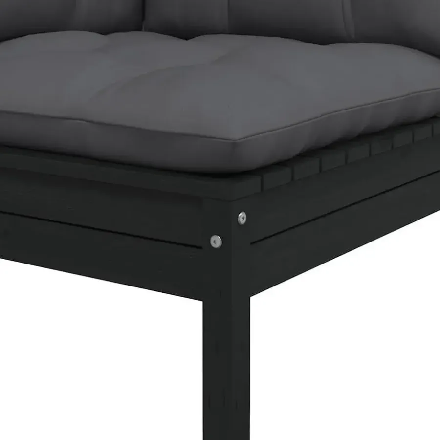 Loungesets-vidaXL - Loungeset - Zwart - Grenenhout - 3 stuks - Met kussens