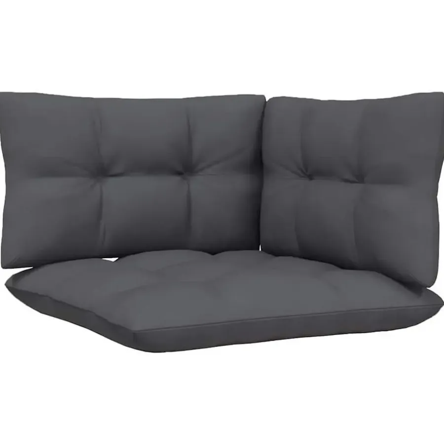 Loungesets-vidaXL - Loungeset - Zwart - Grenenhout - 3 stuks - Met kussens