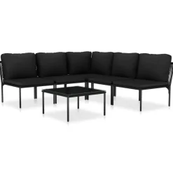 Loungesets-vidaXL - Loungeset - Zwart - PVC