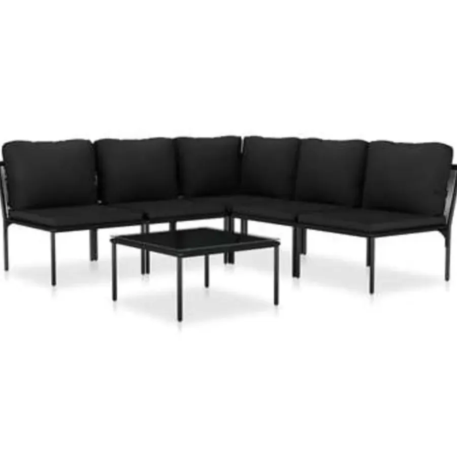 Loungesets-vidaXL - Loungeset - Zwart - PVC