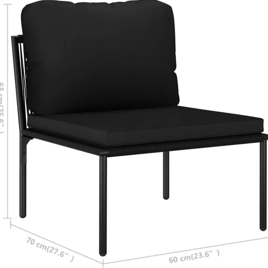 Loungesets-vidaXL - Loungeset - Zwart - PVC