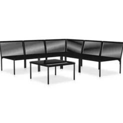 Loungesets-vidaXL - Loungeset - Zwart - PVC