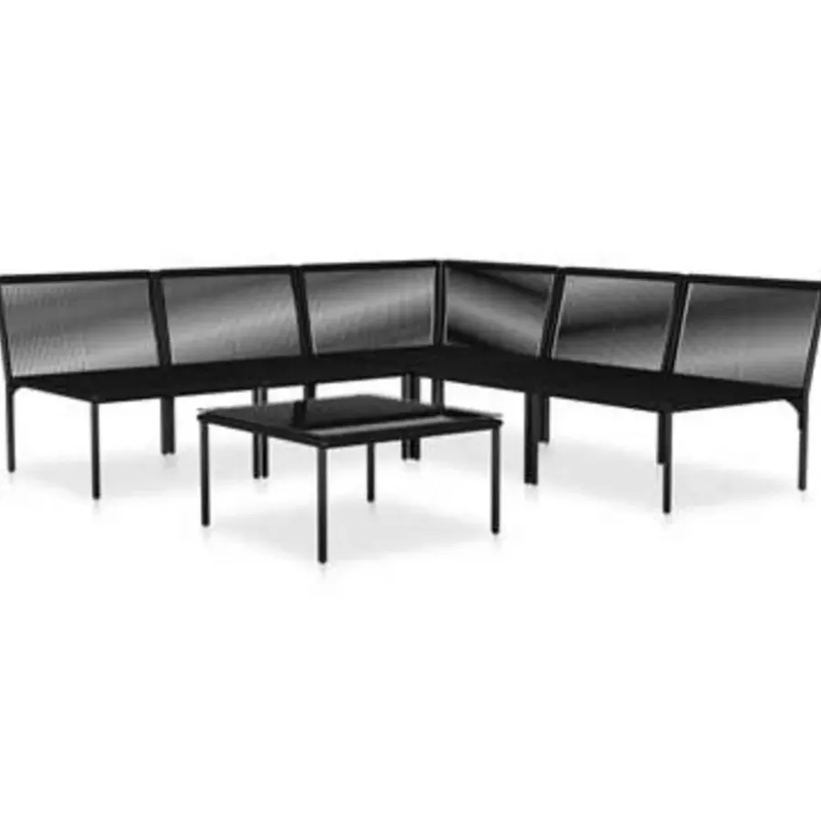 Loungesets-vidaXL - Loungeset - Zwart - PVC