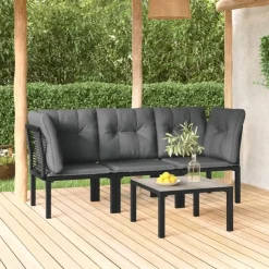 vidaXL - Loungeset - Zwart - Poly rattan